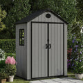 Pro Grade 6ft x 4ft Premium Plastic Garden Shed Double Door - Grey Wood Touch Texture