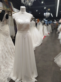 Alizée Empire Wedding Dress – Lace Bodice – Belted Waist – Size 40
